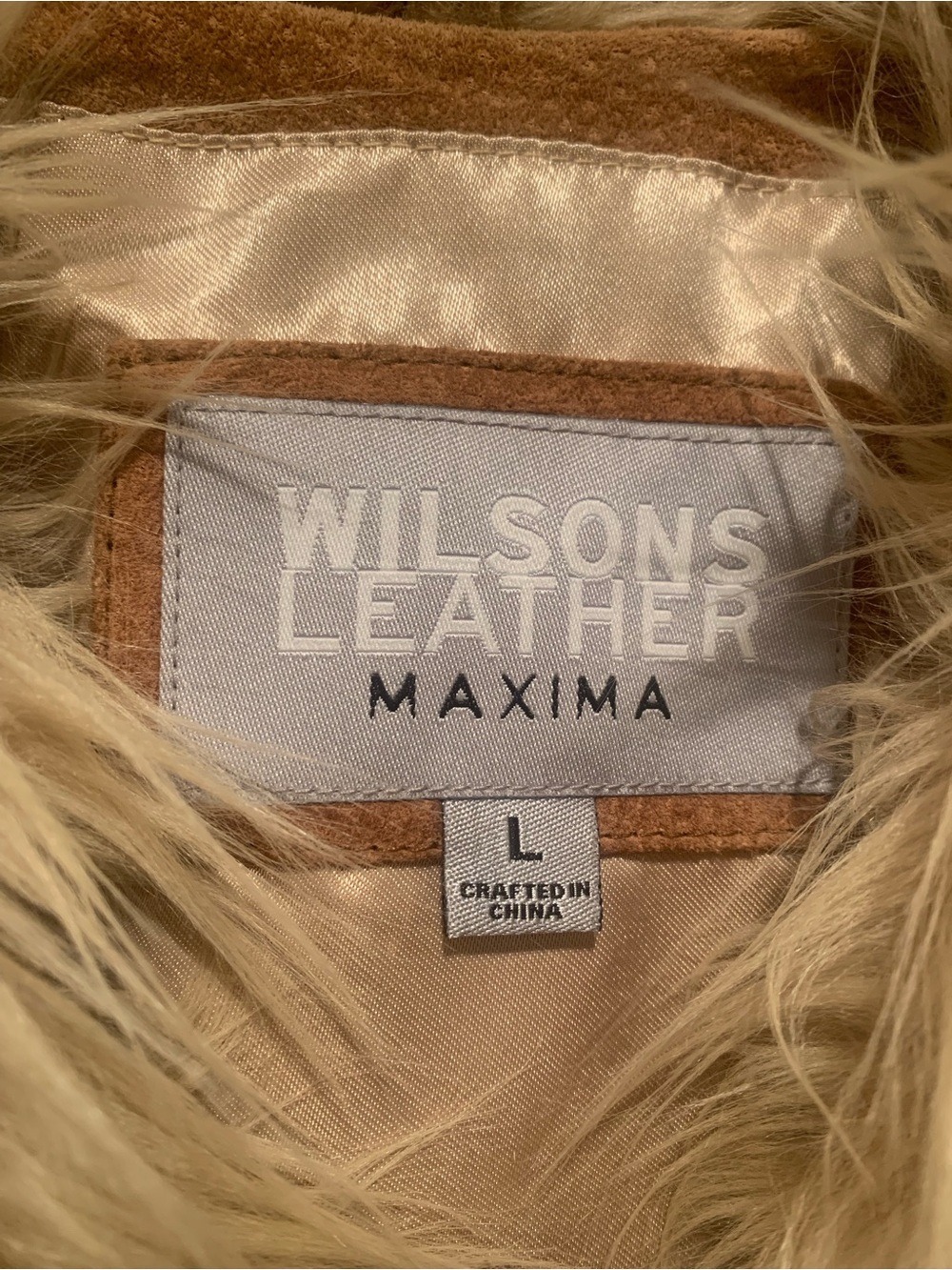Wilsons Leather Maxima Penny Lane Style Long Suede Leather Fur Trim Vest Size L - Picture 3 of 16
